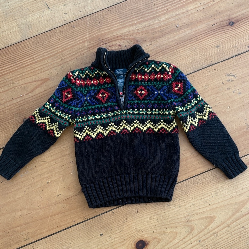 Polo by Ralph Lauren Black Fair Isle Half-Zip Pullover